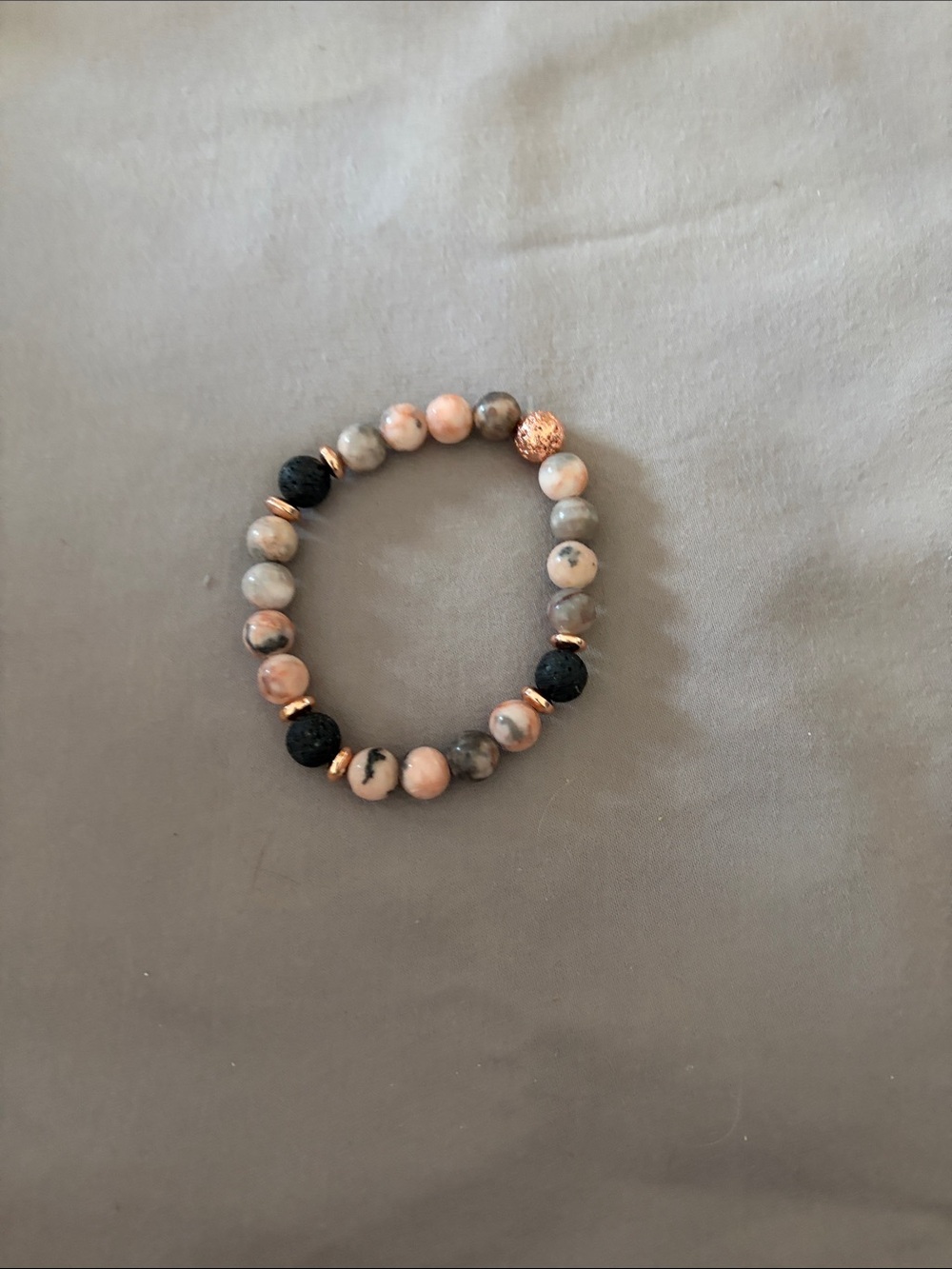 Handcrafted Pink and Black Beaded Stretch Bracelet
